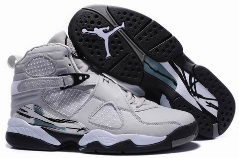 Cheap Air Jordan 8 Shoes Embroider Grey Black - Click Image to Close