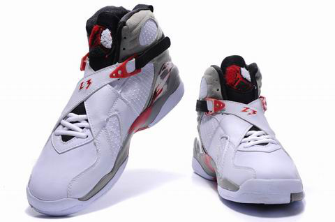 Cheap Air Jordan 8 Shoes Embroider White Grey Red - Click Image to Close
