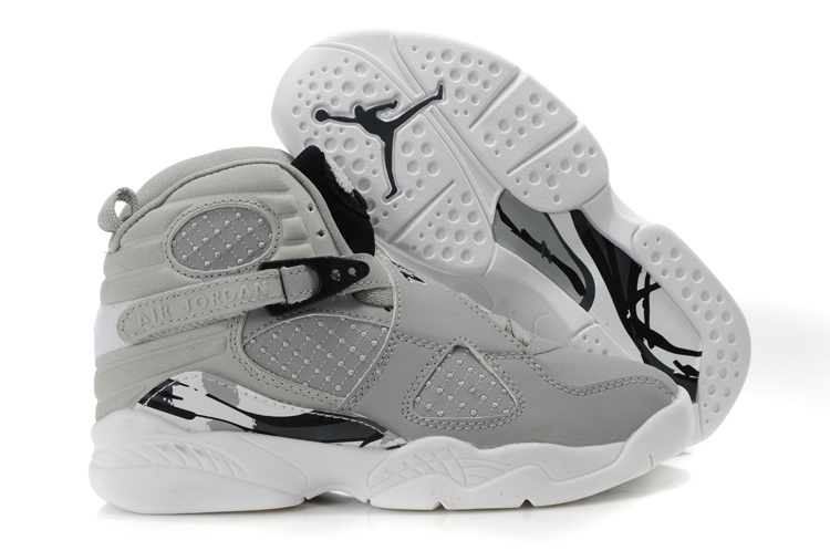 Cheap Air Jordan Shoes 8 Grey White For Kids - Click Image to Close