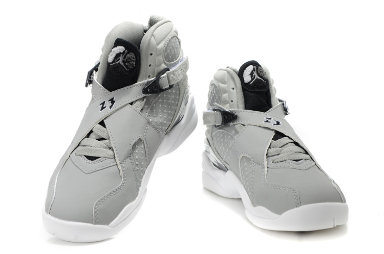 Cheap Air Jordan Shoes 8 Grey White For Kids - Click Image to Close
