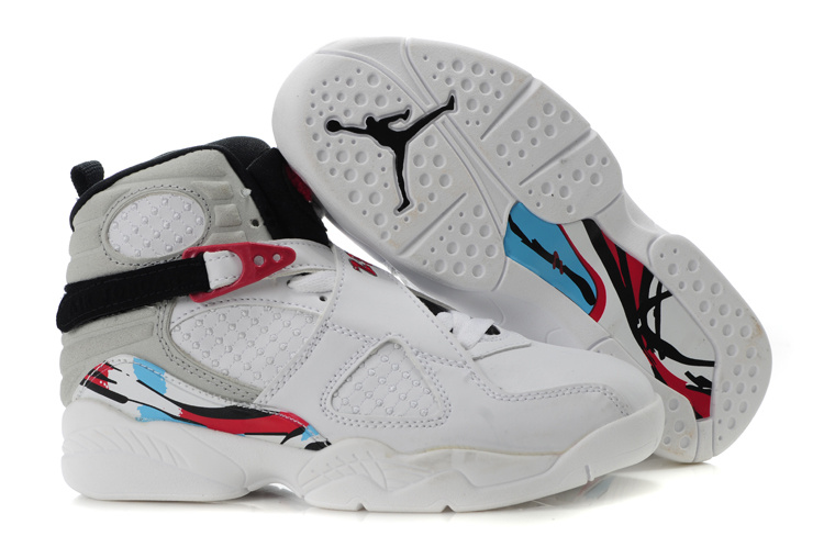 Cheap Air Jordan Shoes 8 White Red For Kids - Click Image to Close