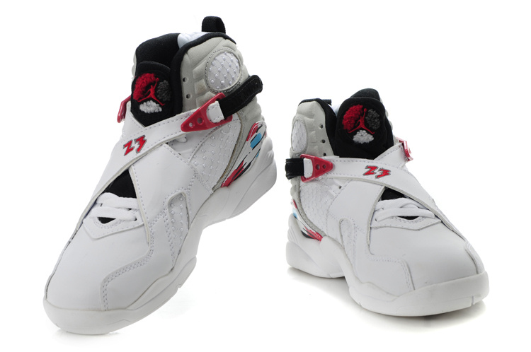 Cheap Air Jordan Shoes 8 White Red For Kids - Click Image to Close