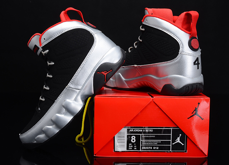 Special Air Jordan 9 Reissue Kilroys Black Silver Red - Click Image to Close