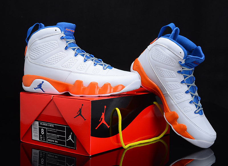 Special Air Jordan 9 Reissue White Blue Orange - Click Image to Close