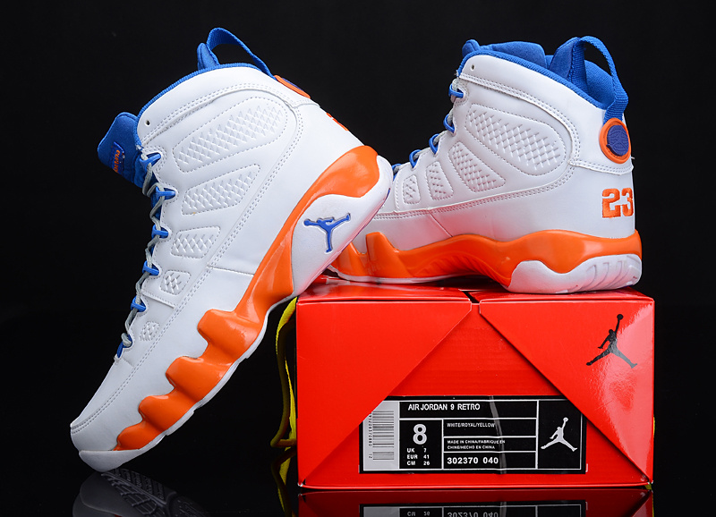 Special Air Jordan 9 Reissue White Blue Orange - Click Image to Close