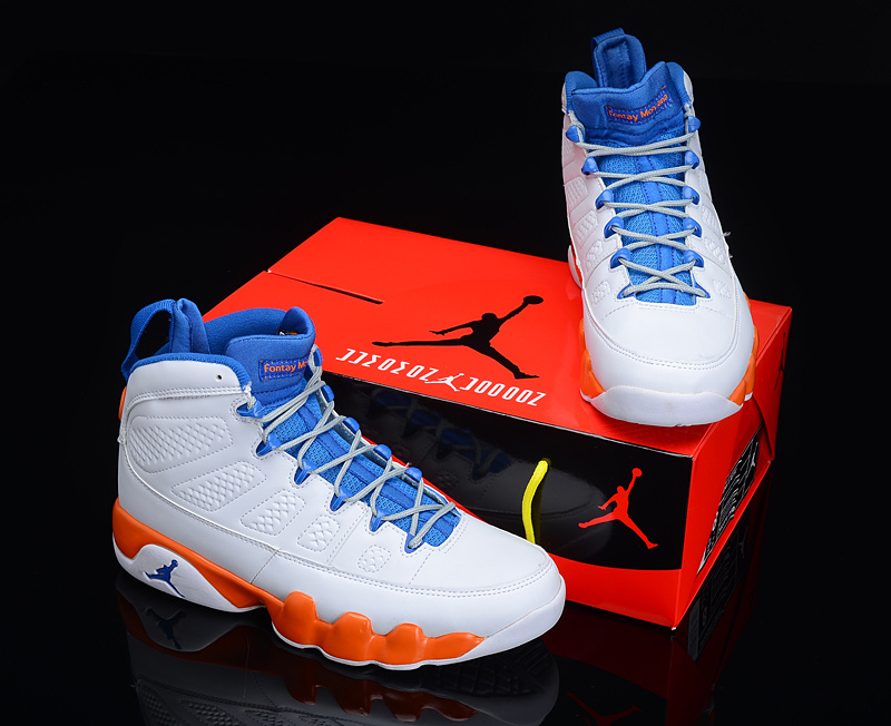 Special Air Jordan 9 Reissue White Blue Orange - Click Image to Close