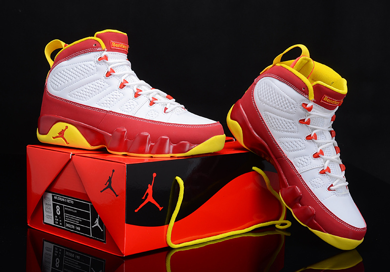 red and yellow jordan 9