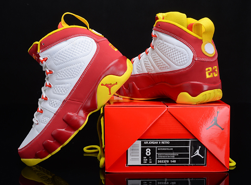 Special Air Jordan 9 Reissue White Red Yellow - Click Image to Close