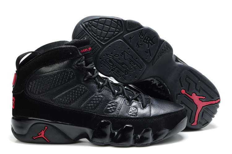 Cheap Air Jordan Shoes 9 Suede Dark Black Red