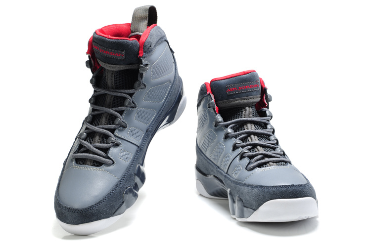 Cheap Air Jordan Shoes 9 Suede Grey White Red - Click Image to Close