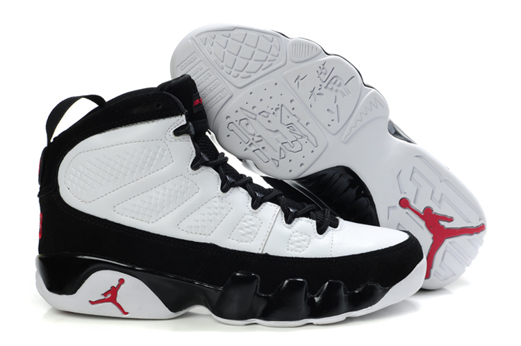 Cheap Air Jordan Shoes 9 Suede White Black Red