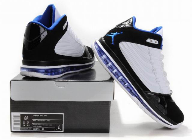 Cheap Air Jordan Shoes Big Ups White Black Blue - Click Image to Close