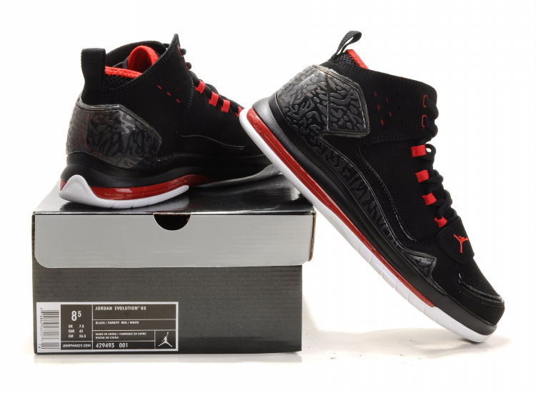 Cheap Air Jordan Shoes Evolution 85 Shoes Black Red - Click Image to Close
