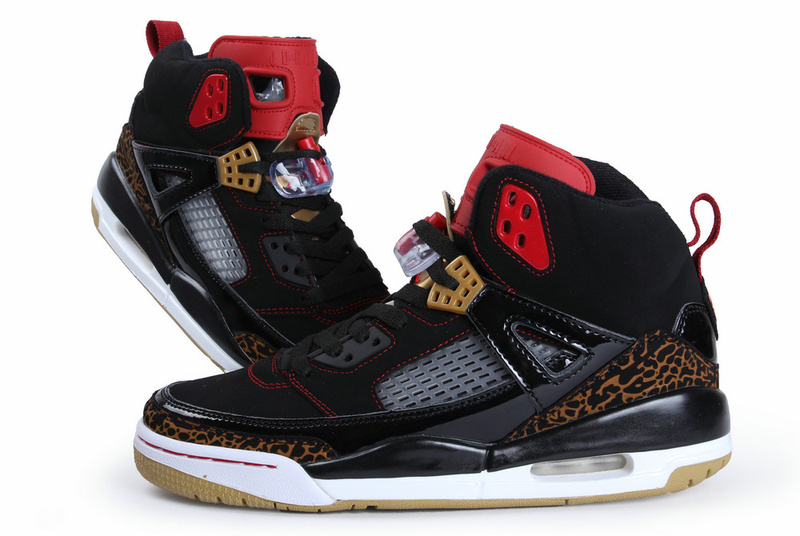 Jordan Spizike Black White Gold Shoes - Click Image to Close