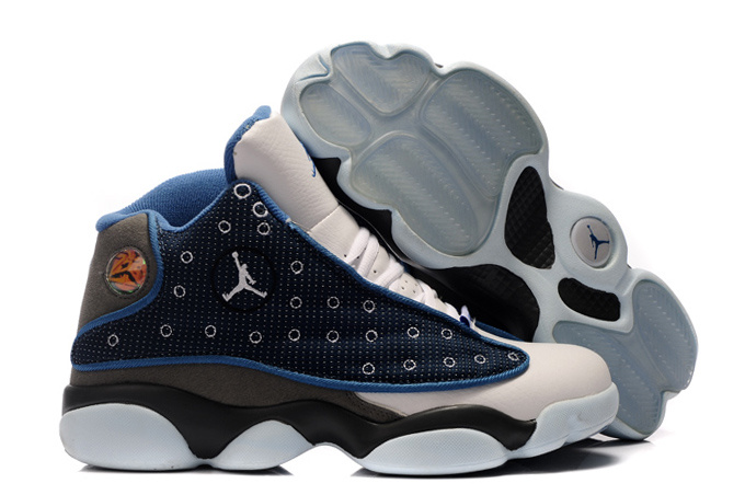 Cheap Real Air jordan 13 Suede Blue White Black - Click Image to Close