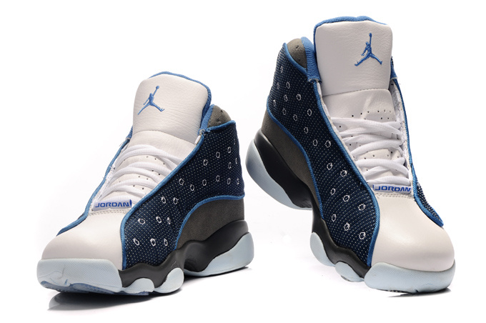 Cheap Real Air jordan 13 Suede Blue White Black