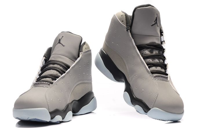 Cheap Real Air jordan 13 Suede Grey White Black - Click Image to Close