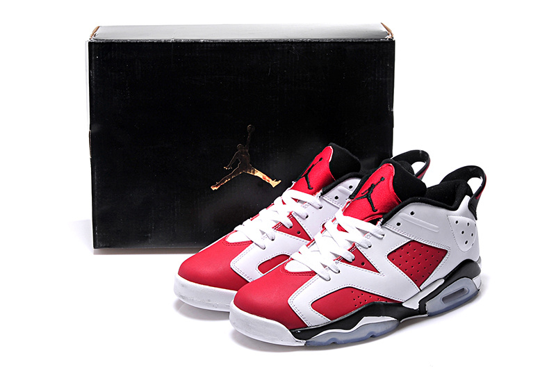 Real Carmine White Black Jordan 6 Low Lovers Shoes - Click Image to Close