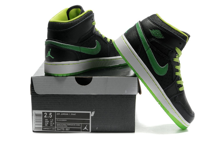 Cheap Air Jordan 1 Shoes Transparent Durable Sole Black Green