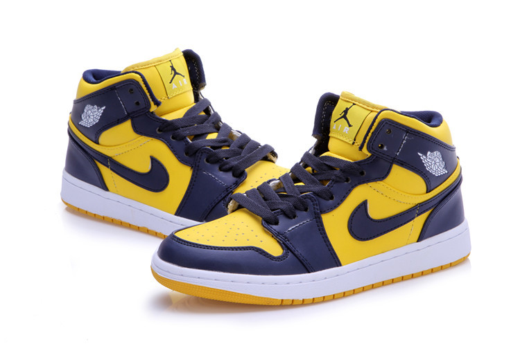 Cheap Real 2015 Jordan Jordan 1 Dark Blue Yellow