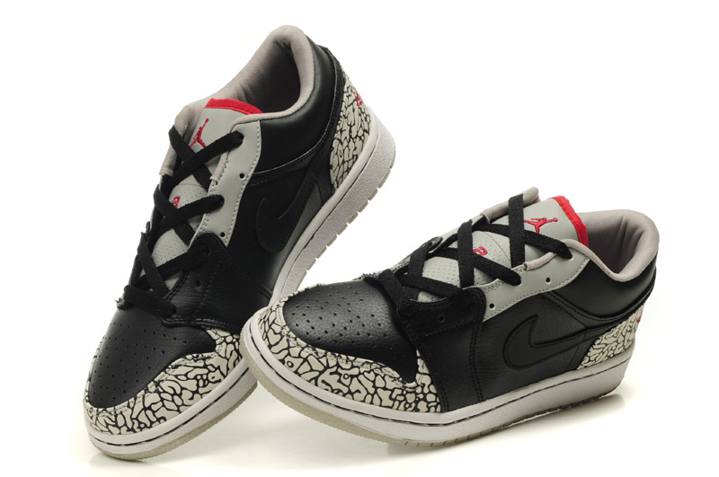 New Air Jordan Shoes 1 Low Black Grey Cement