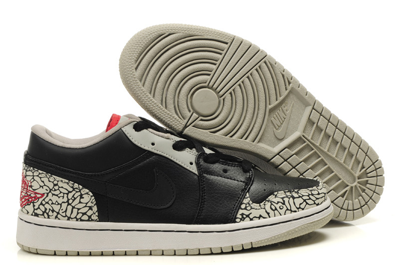 New Air Jordan Shoes 1 Low Black Grey Cement - Click Image to Close