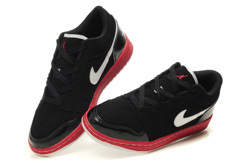 New Air Jordan Shoes 1 Low Black Red White - Click Image to Close