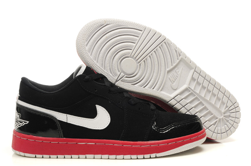 New Air Jordan Shoes 1 Low Black Red White - Click Image to Close