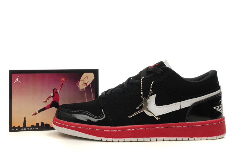 New Air Jordan Shoes 1 Low Black Red White - Click Image to Close