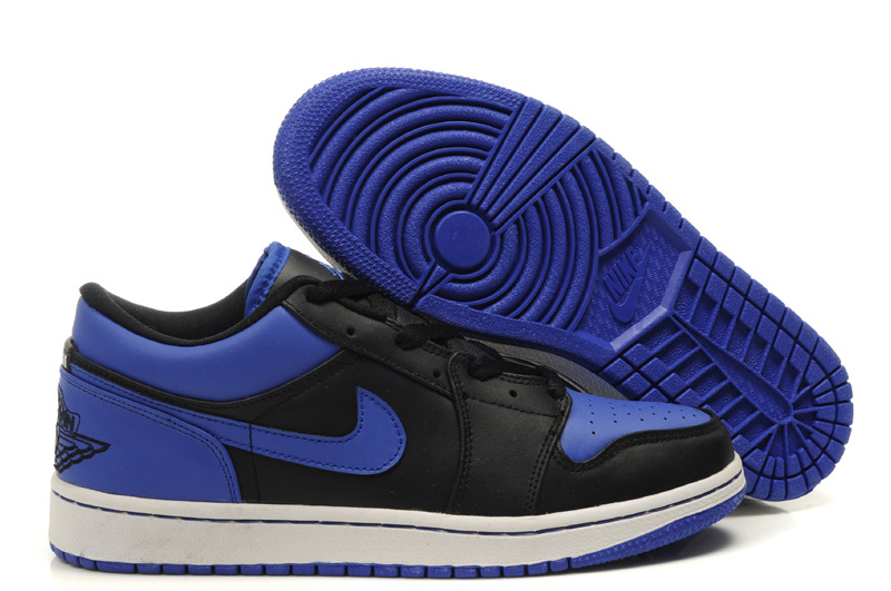 New Air Jordan Shoes 1 Low Black White Blue - Click Image to Close