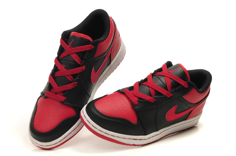 New Air Jordan Shoes 1 Low Black White Red - Click Image to Close