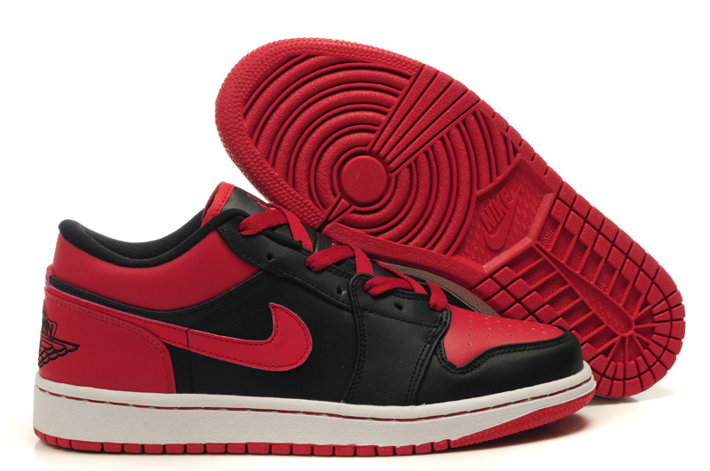 New Air Jordan Shoes 1 Low Black White Red - Click Image to Close