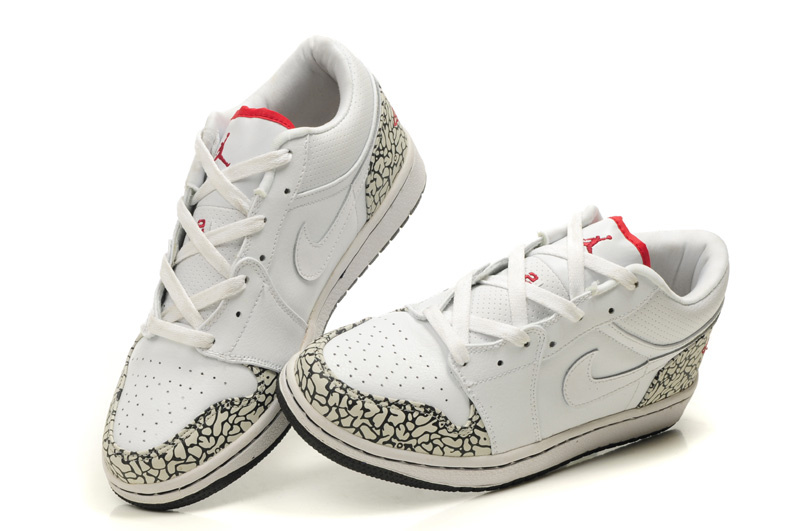 New Air Jordan Shoes 1 Low White Cement Black - Click Image to Close