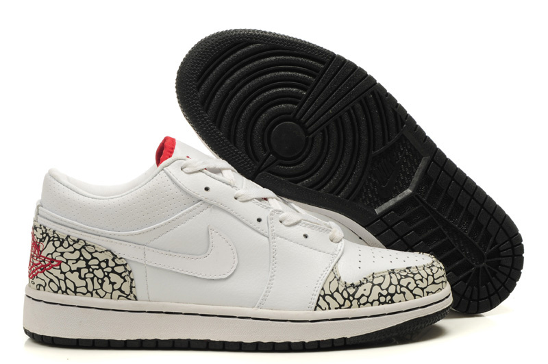 New Air Jordan Shoes 1 Low White Cement Black - Click Image to Close