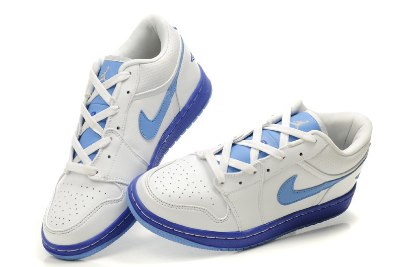 New Air Jordan Shoes 1 Low White Light Blue - Click Image to Close