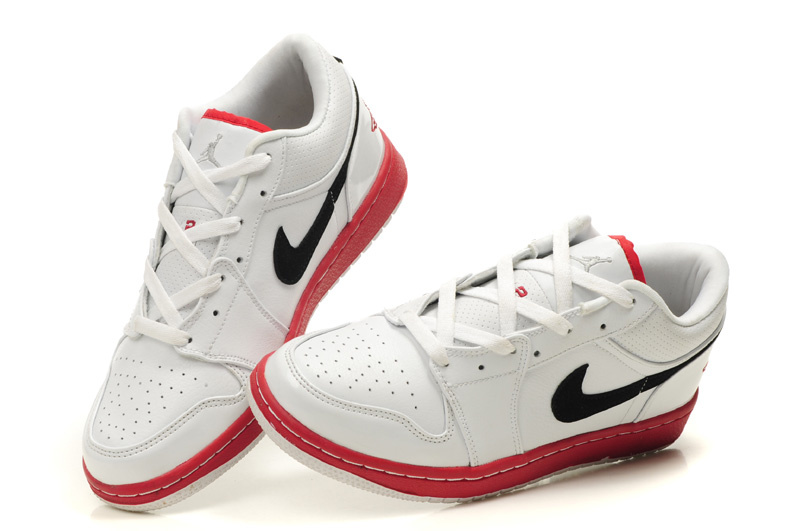 New Air Jordan Shoes 1 Low White Red Black