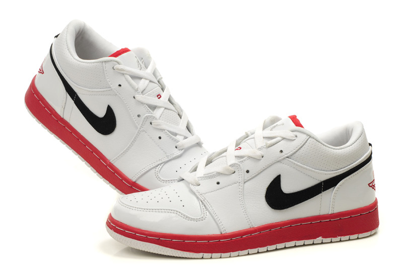New Air Jordan Shoes 1 Low White Red Black - Click Image to Close
