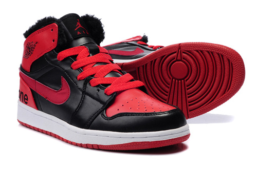 Real New Air Jordan 1 Red Black White - Click Image to Close