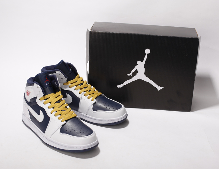 Cheap New Air Jordan 1 White Blue Yellow - Click Image to Close