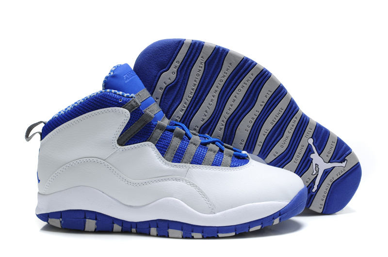 New Cheap Air Jordan Shoes 10 White Blue