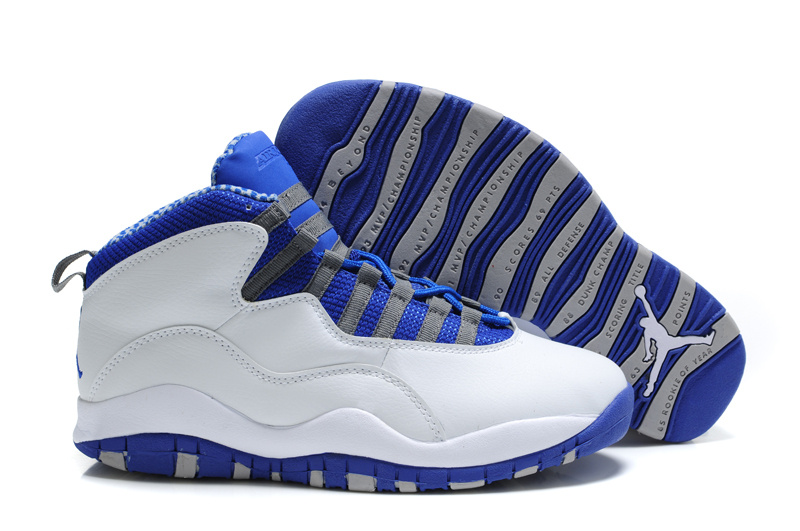 New Cheap Air Jordan Shoes 10 White Blue - Click Image to Close