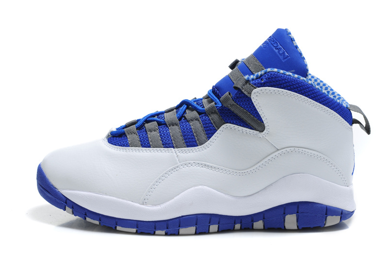 New Cheap Air Jordan Shoes 10 White Blue - Click Image to Close