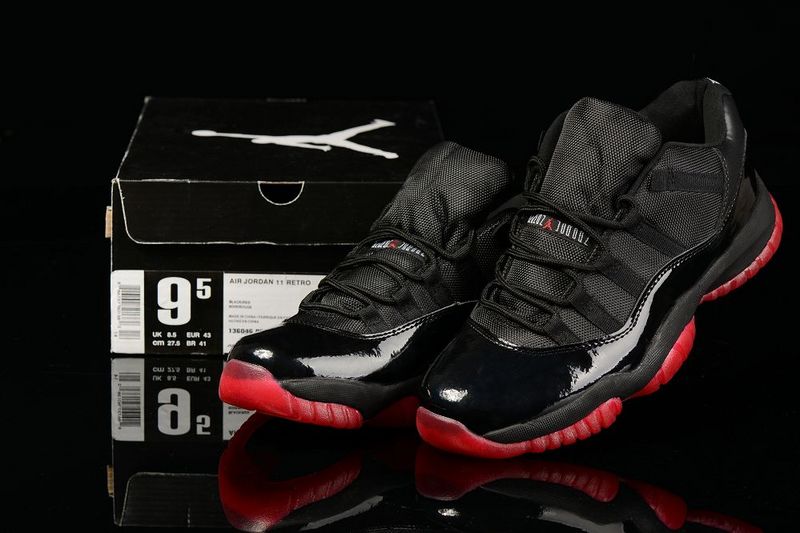 Cheap Real 2015 Jordan Jordan 11 Low Black Red - Click Image to Close