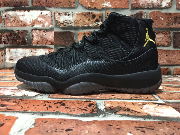 Cheap Real 2015 Jordan Jordan 11 All Black Yellow Jumpman Logo - Click Image to Close