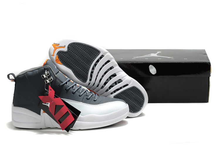 New Air Jordan Shoes 12 Black White Orange - Click Image to Close