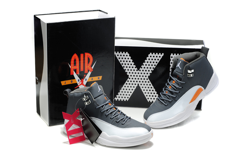 New Air Jordan Shoes 12 Black White Orange - Click Image to Close