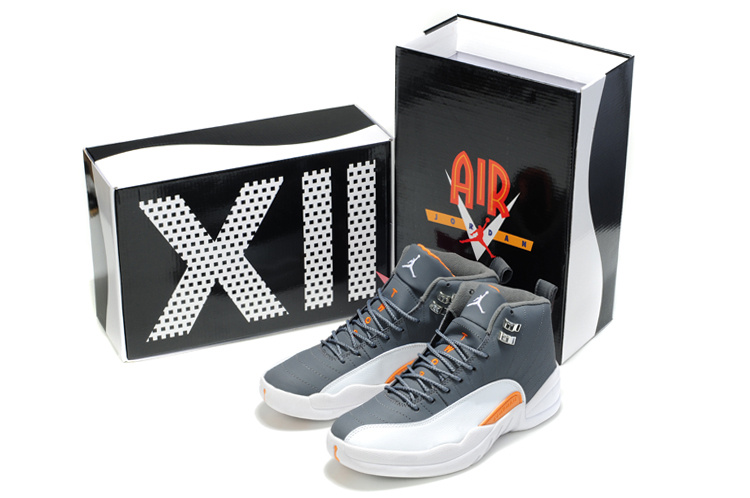 New Air Jordan Shoes 12 Black White Orange - Click Image to Close