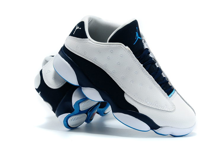 Real Jordan 13 Low White Black Blue Shoes - Click Image to Close