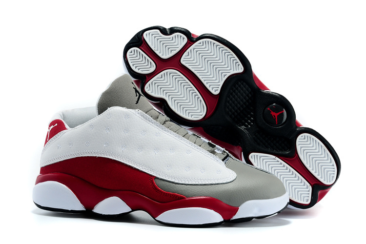 Real Jordan 13 Low White Grey Wine Red Shoes