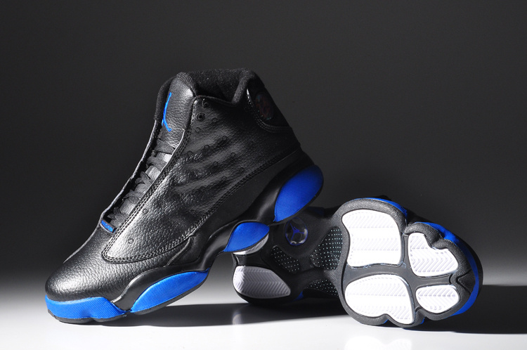 Cheap Real 2015 Jordan Jordan 13 Black Shine Blue Sole